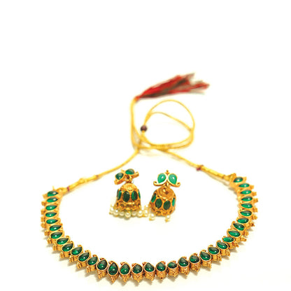 Elegant Green Kemp Stone Double-Sided Necklace