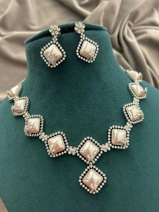 Radiant Gold-Plated AD White Stone Necklace